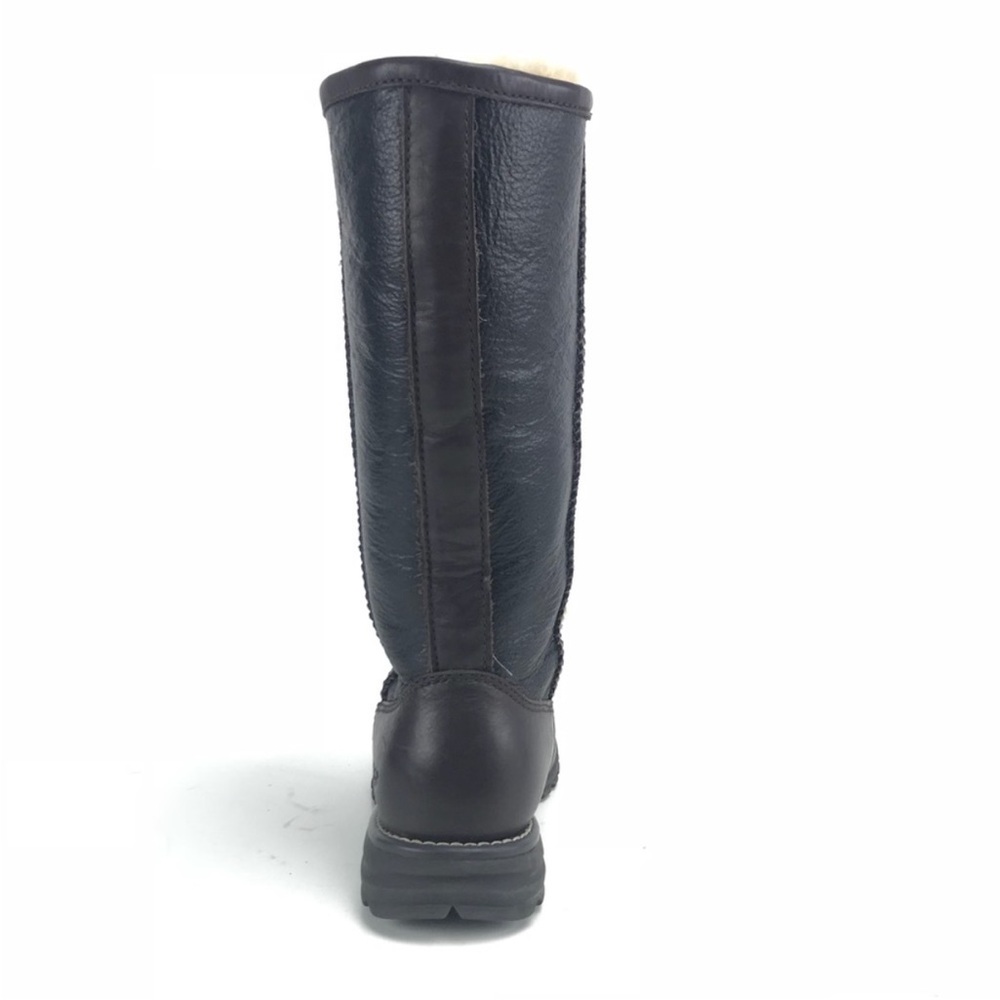 UGG Brooks Tall 5490 Black Leather Shearling Boots Size 9 - Picture 5 of 13